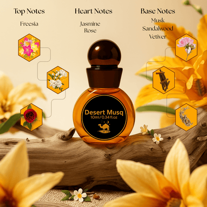 Desert MusQ by Essence Emporium | Attar for Men & Women | 10ml Roll-On | Amber Sands & Smoky Woods - Essence Emporium
