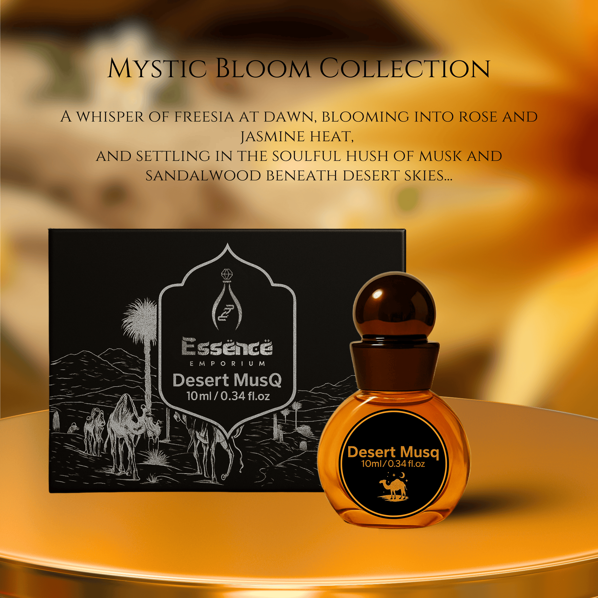 Desert MusQ by Essence Emporium | Attar for Men & Women | 10ml Roll-On | Amber Sands & Smoky Woods - Essence Emporium