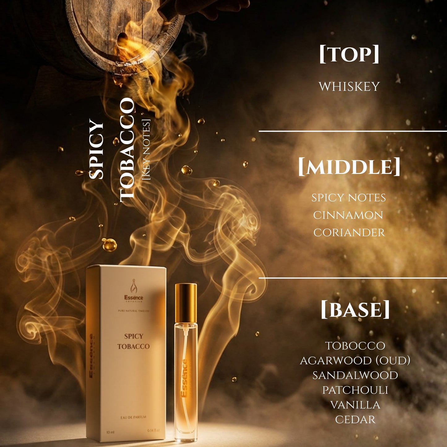 Spicy Tobacco Parfum by Essence Emporium-Long Lasting Woody Fragrance 10ml